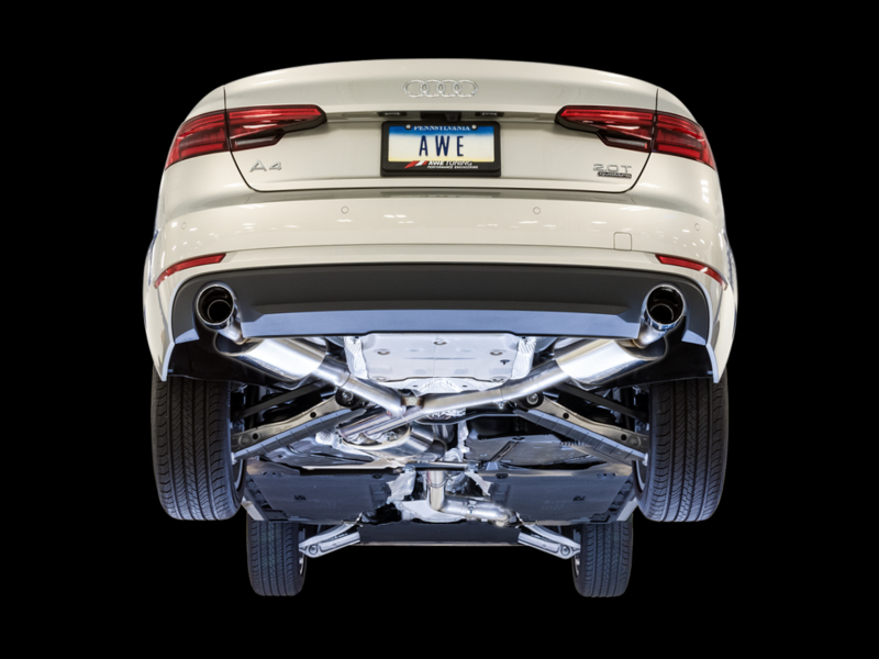 Audi A4 Performance Exhaust - Rear - AWE Tuning - Cat-Back Touring Dual Outlet - Chrome Silver - `17-`27